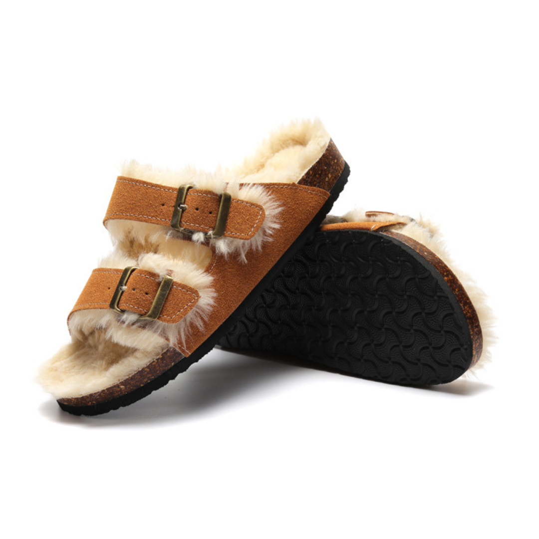 Sandalia Birken Fleece – Caramelo