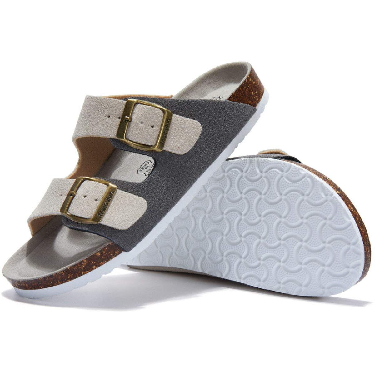 Sandalia Birken MaibulunGamuza – Crema y Gris