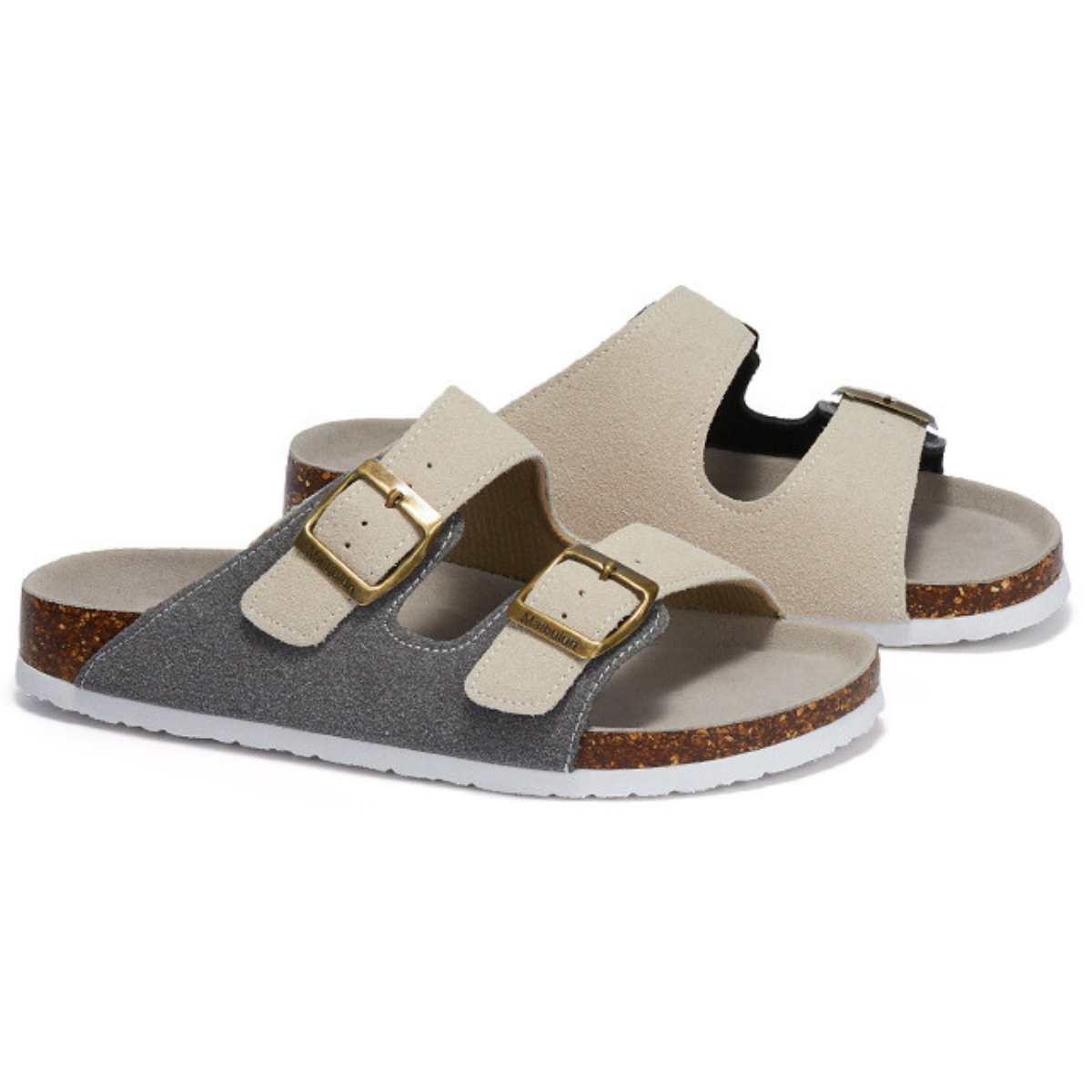 Sandalia Birken MaibulunGamuza – Crema y Gris