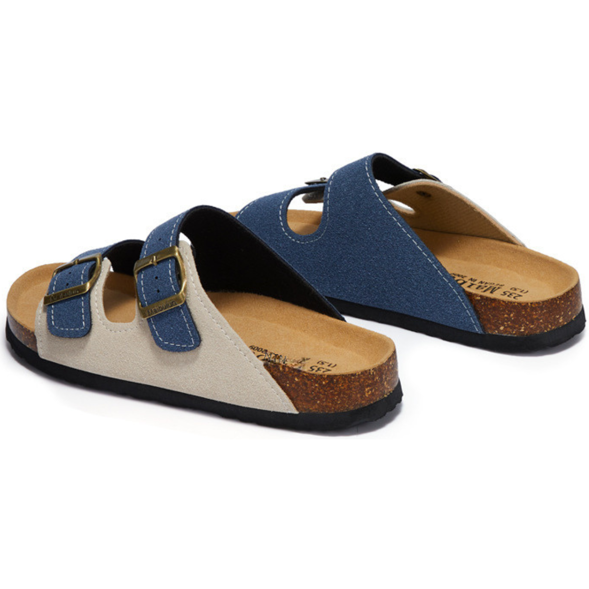 Sandalia Birken Maibulun Gamuza – Crema y Azul
