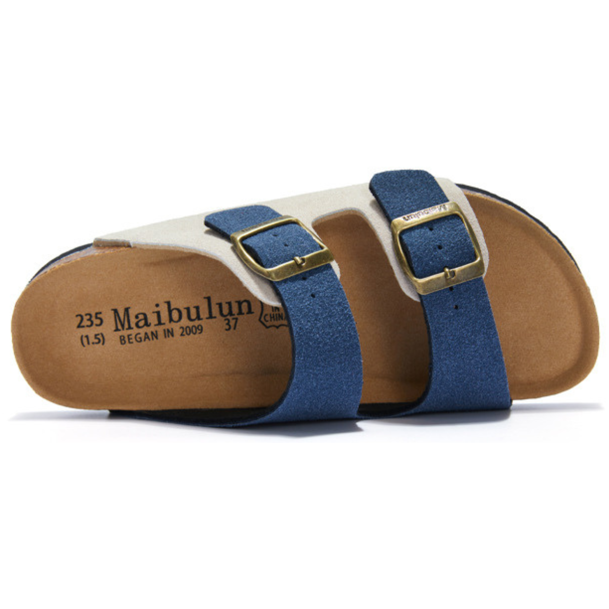 Sandalia Birken Maibulun Gamuza – Crema y Azul