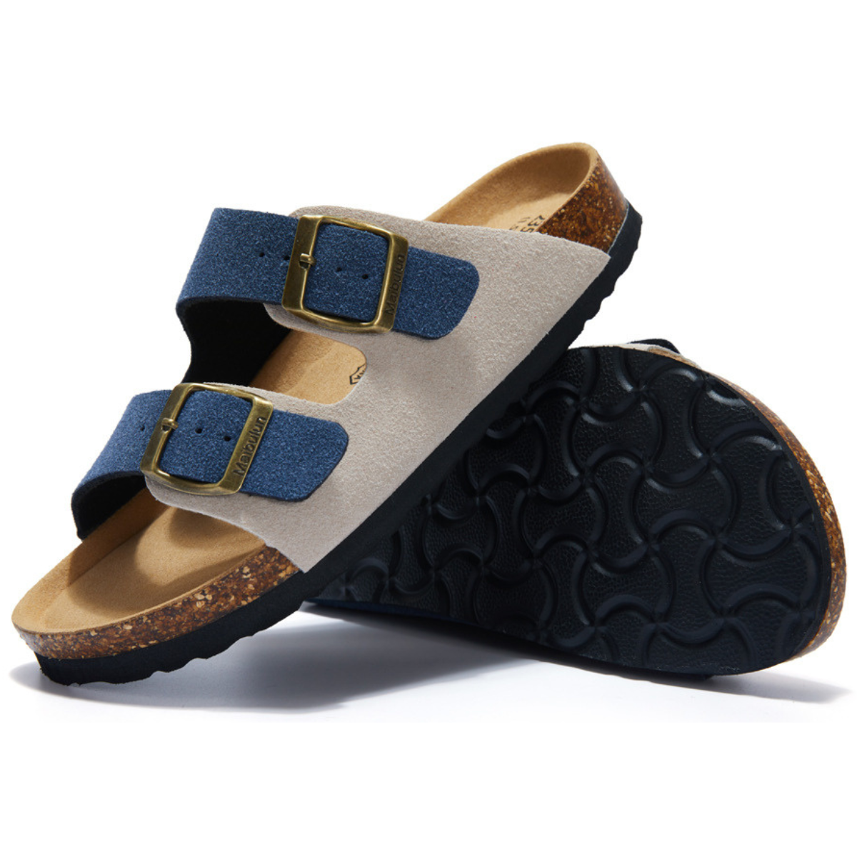 Sandalia Birken Maibulun Gamuza – Crema y Azul