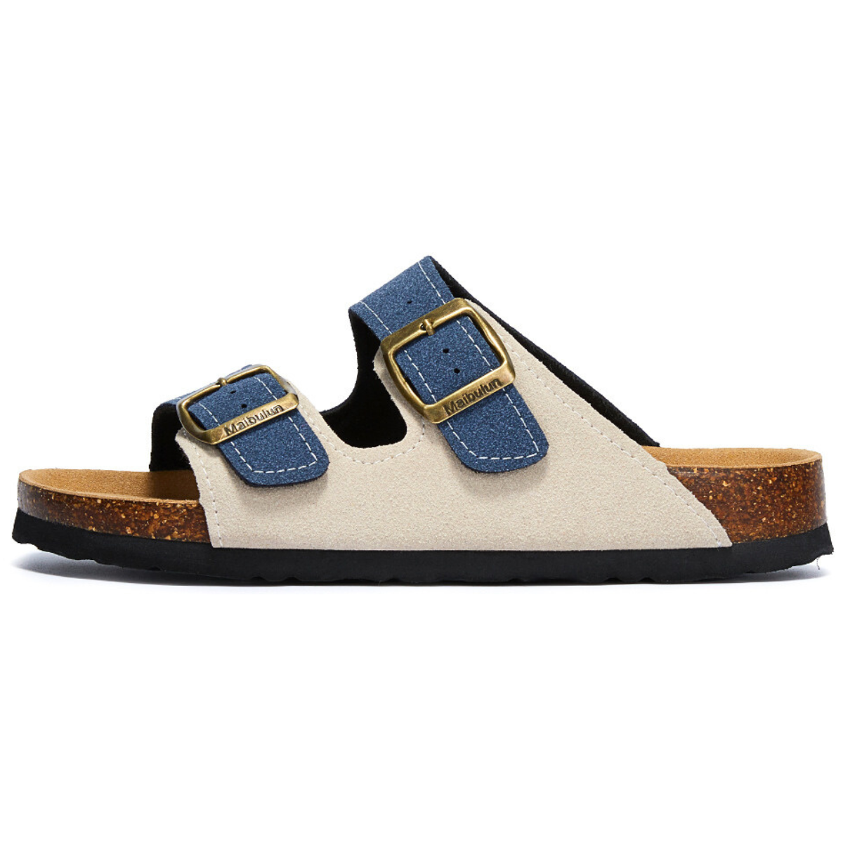 Sandalia Birken Maibulun Gamuza – Crema y Azul
