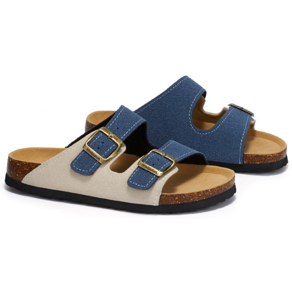 Sandalia Birken Maibulun Gamuza – Crema y Azul
