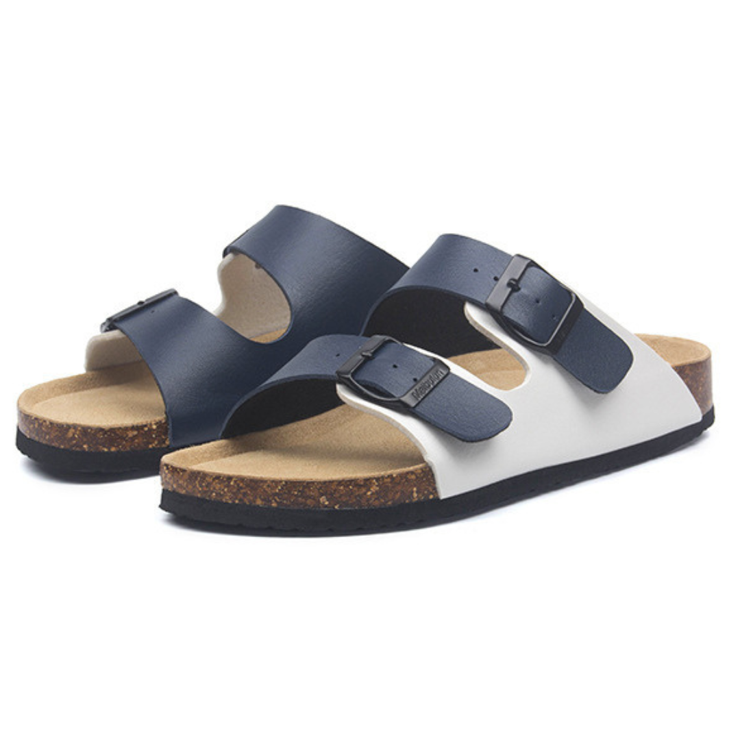 Sandalia Birken Maibulun Cuero – Azul y Blanco