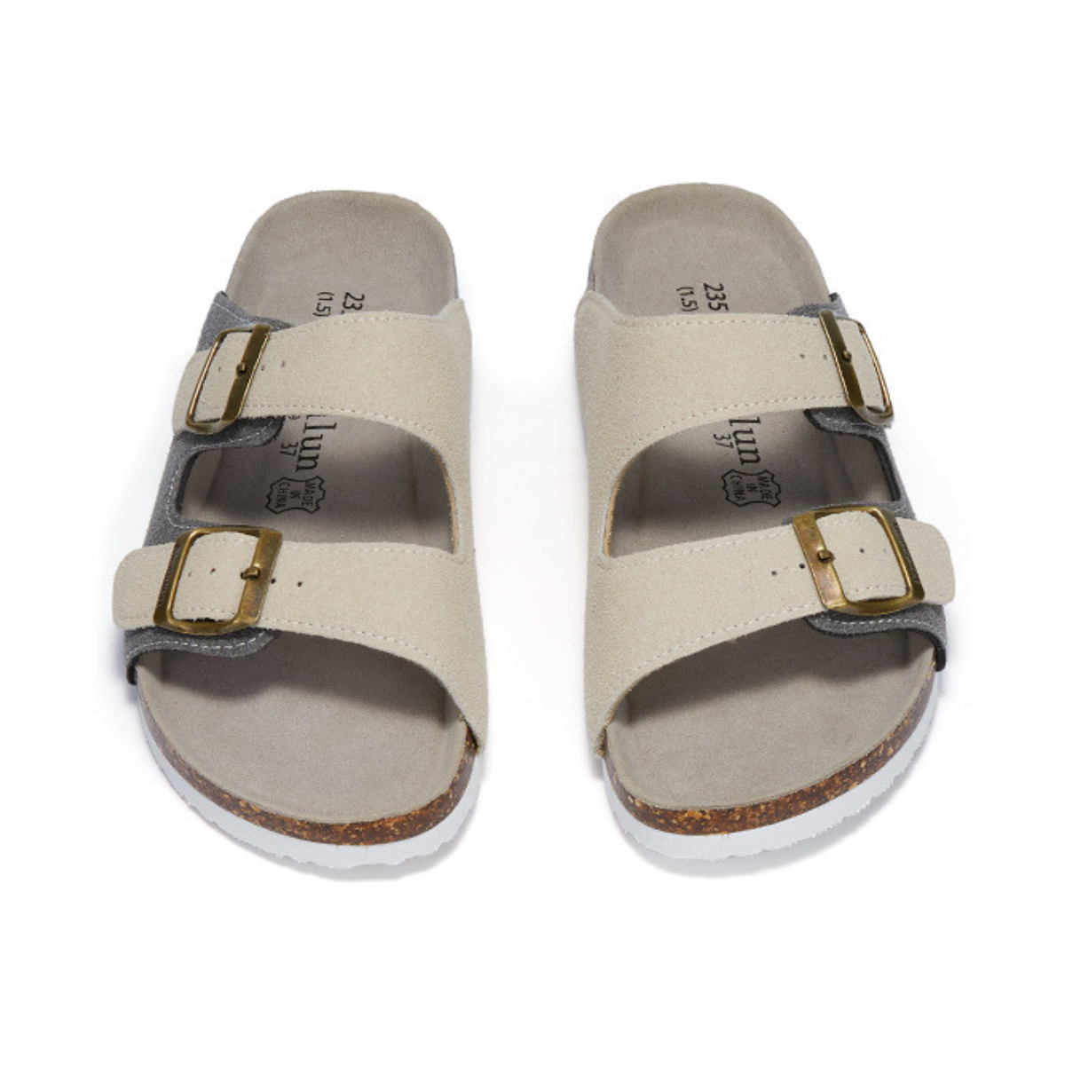 Sandalia Birken MaibulunGamuza – Crema y Gris