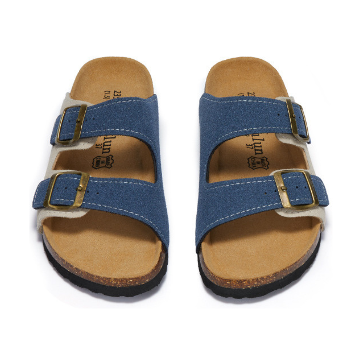 Sandalia Birken Maibulun Gamuza – Crema y Azul