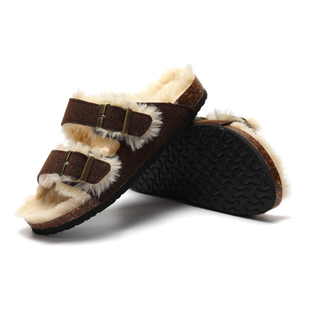 Sandalia Birken Maibulun Fleece – Marrón Oscuro